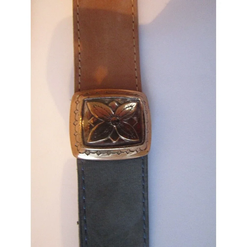 Cowboy Belt Vintage 1993 Two Tone Brown Leather Western Brass W2170 Size L